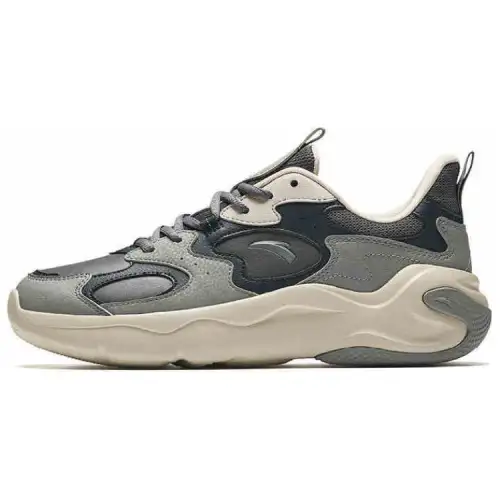 Anta Slip Resistant Abrasion Resistant Low top Casual Shoes Men's Gray Beige