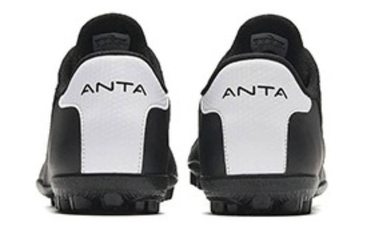 Anta TF Turf Artificial Turf Slip Resistant Abrasion Resistant Soccer Shoes Men’s Black White