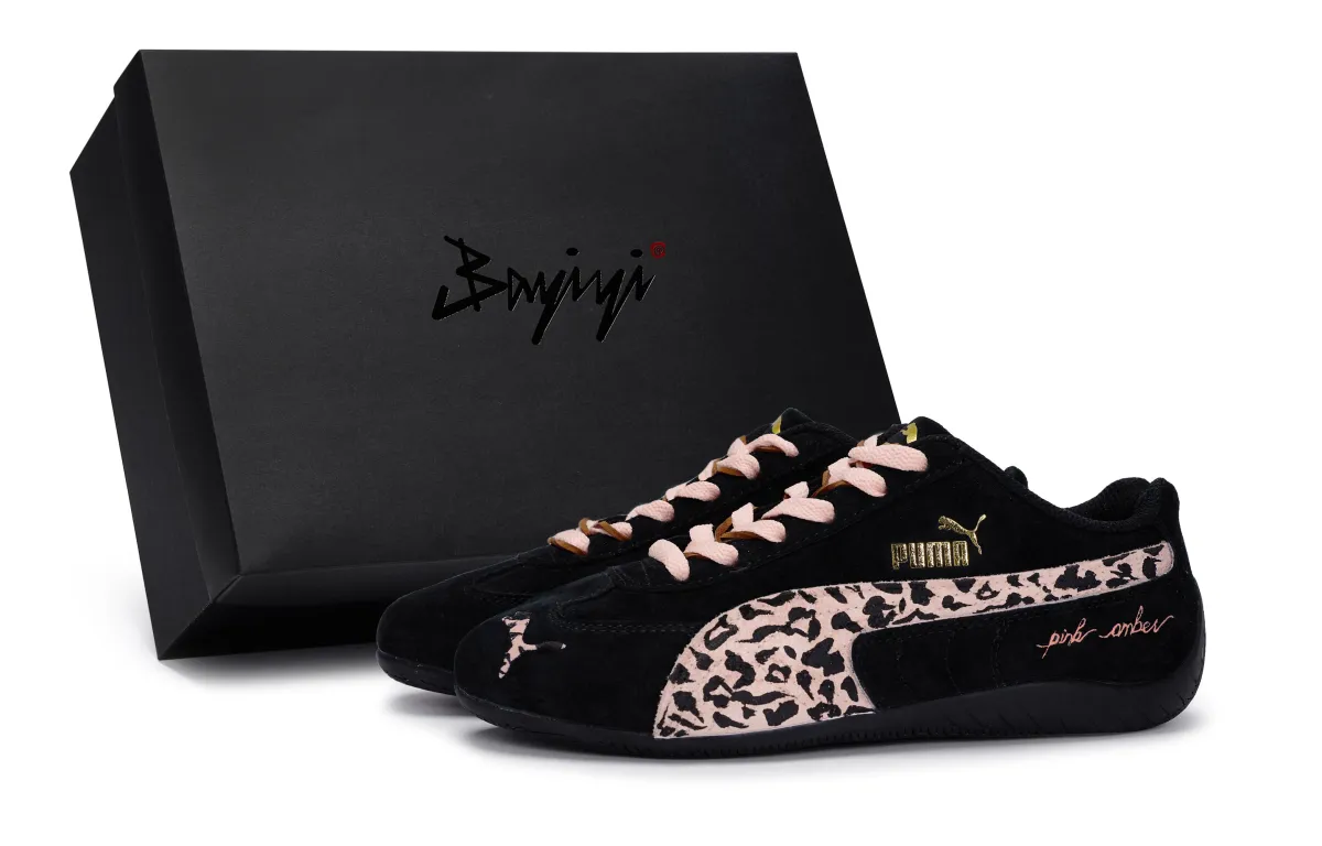 PUMA Speedcat OG 811 Manufacturing, Sweetheart Pink Leopard Print, Special Shoe Box Slip Resistant Abrasion Resistant