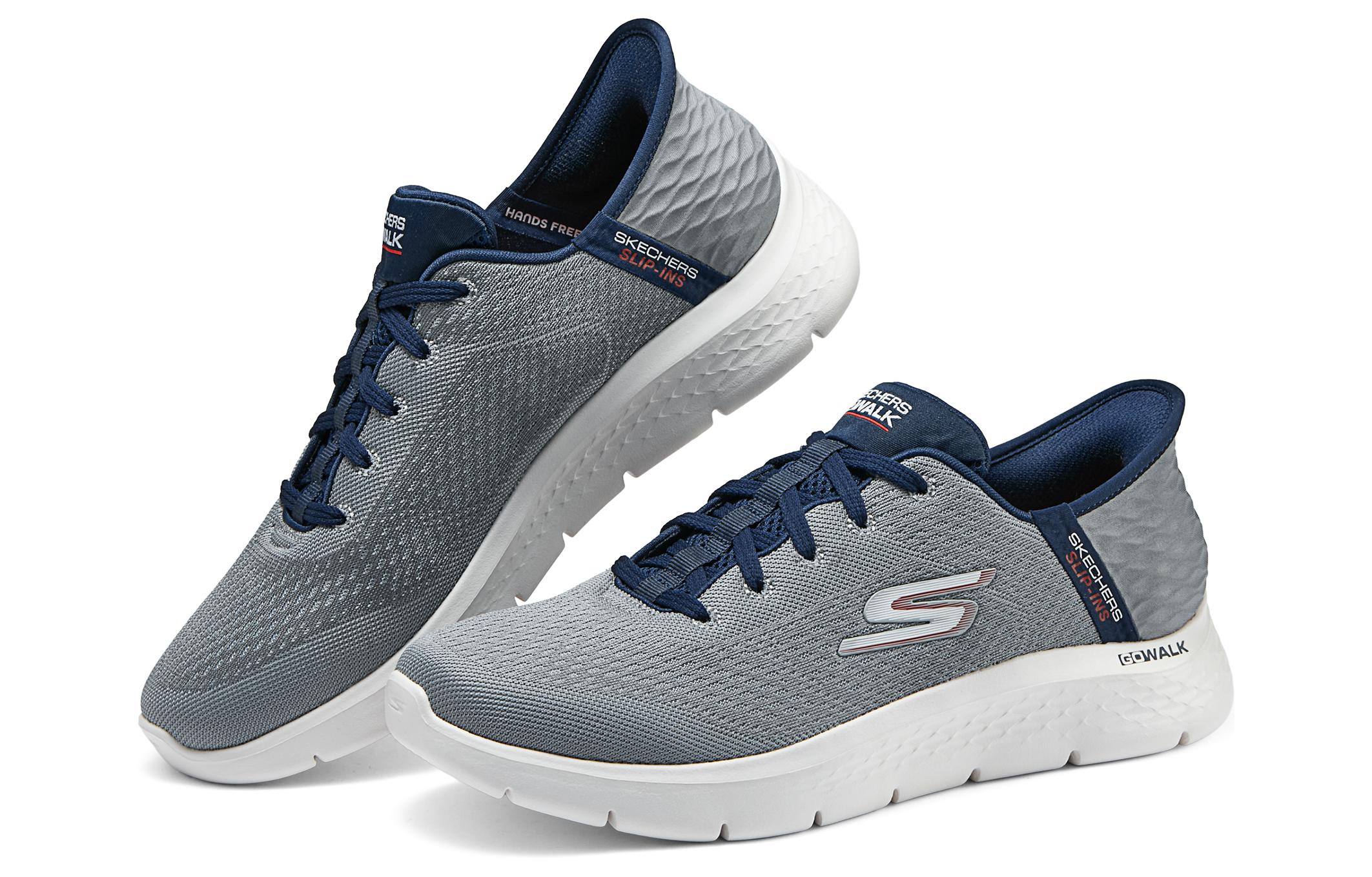 Skechers Go Walk Fle Hands Free Slip Ins Fabric Low top Casual Shoes Men’s Gray Blue