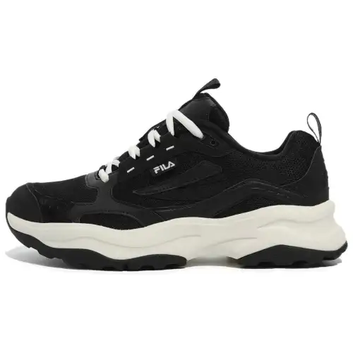 FILA Wood Block V2 Cushioning, Wear Resistant Low top Casual Shoes Unisex Black Beige Korean Style
