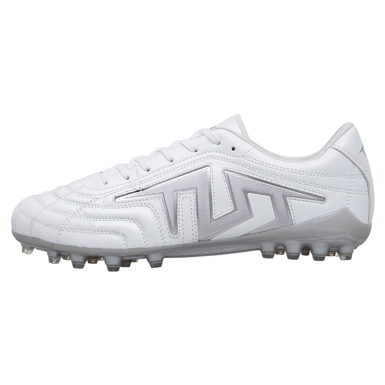 TLSS. MG Multi Ground Artificial Turf Cushioning Lightweight Soccer Shoes Men’s White Silver