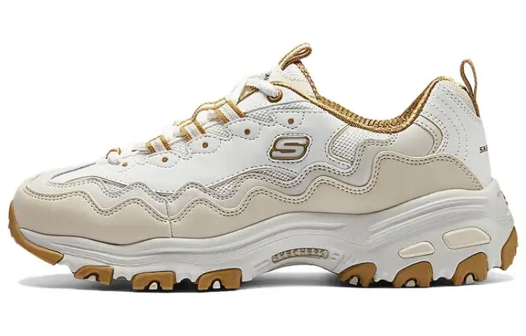 Skechers D'LITES 1.0 Height Increasing Low top Casual Shoes Women's White Beige
