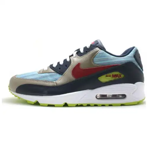 Nike Air Max 90 Low top Casual Shoes Men's Blue Gold Color