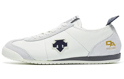DESCENTE Sport Style Top Grain Cow Leather Lightweight Abrasion Resistant Low top Casual Shoes Unisex Navy Blue