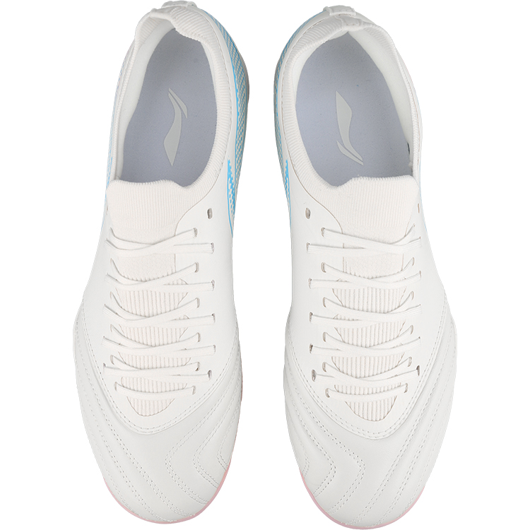 Li Ning TF Turf Firm Ground Cushioning, Wear Resistant Soccer Shoes Men’s White Pink Blue