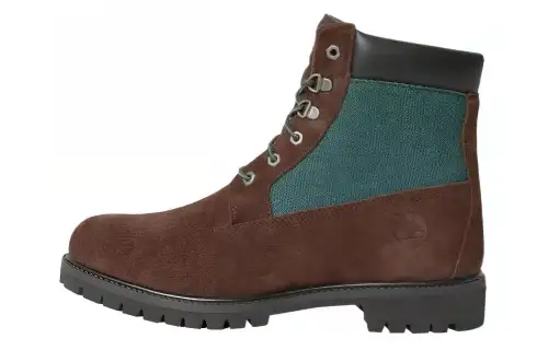 Timberland Short Combat Boots Low Heel Unisex Brown Green