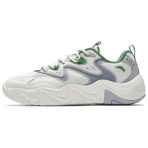 Anta Abrasion Resistant Slip Resistant Low top Casual Shoes Men's White Gray Green