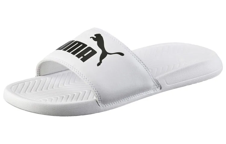 PUMA Popcat Leather Patchwork Slide Slippers Unisex Black White