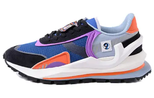 Li Ning 92 Square And Round Deluxe Slip Resistant Slip Resistant Low top Casual Shoes Men's Blue Black