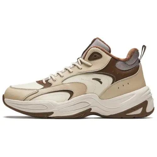 Anta Cross Trendy Versatile, Fleece Lined Slip Resistant Thermal Low top Casual Shoes Men's Beige Brown