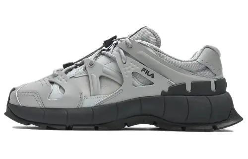 FILA INSETTO Textile, Synthetic Leather, Top Grain Cow Leather Low top Casual Shoes Men's Gray