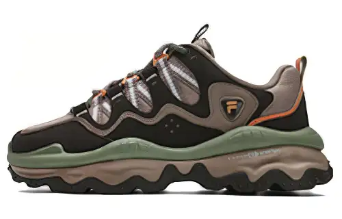 FILA FUSION QD 96 DX Textile, Synthetic Leather Abrasion Resistant Low top Casual Shoes Men's Brown Green