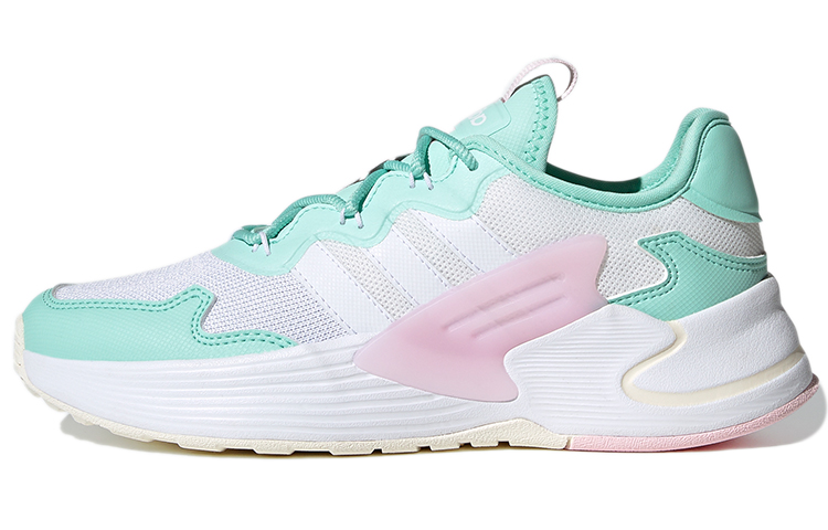 Женские кеды adidas neo (бело-зелено-розовые)