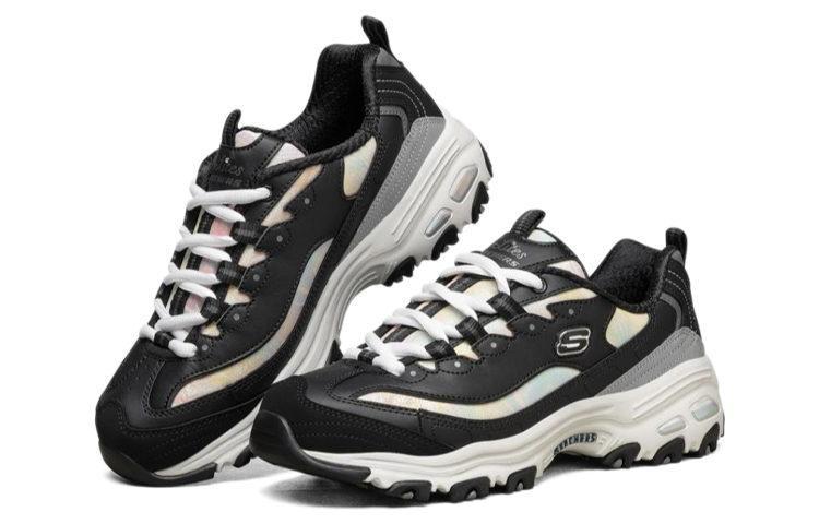 Женские кроссовки Skechers D'LITES 1.0 (черно-бело-серые) — фото 3