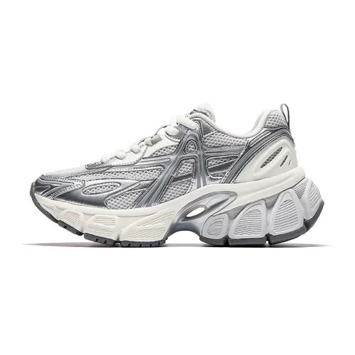 Anta SKYLOFT Cushioning Breathable Height Increasing Low top Casual Shoes Women's Cumulus Gray/Silver/Ivory White