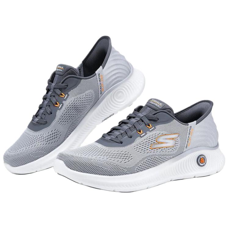 Skechers MEN’S GO WALK Low top Casual Shoes Men’s Gray White Orange