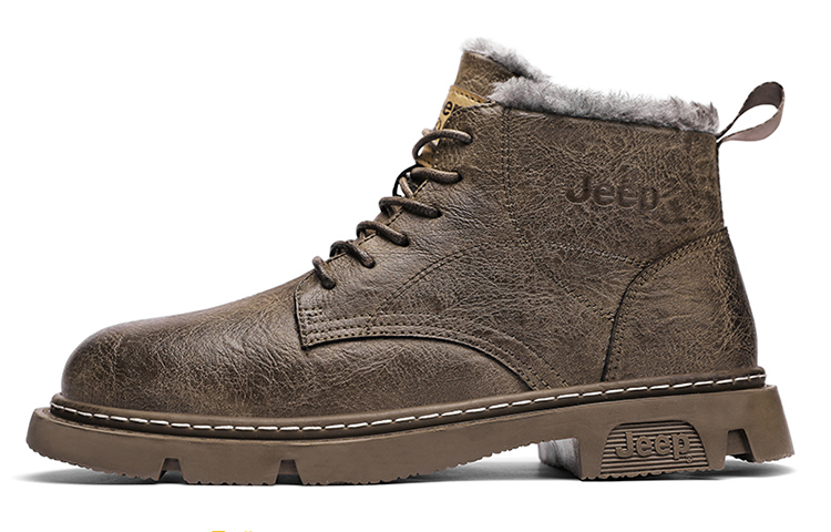 Jeep Microfiber Leather Short Combat Boots Men's Khaki