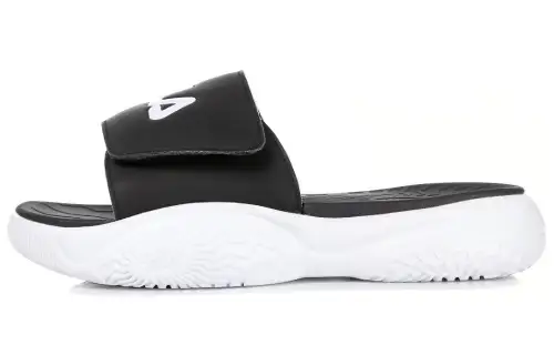 FILA Comfortable And Breathable Rubber Sole Slippers Unisex Black Korean Style