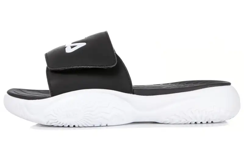 FILA Comfortable And Breathable Rubber Sole Slippers Unisex Black Korean Style