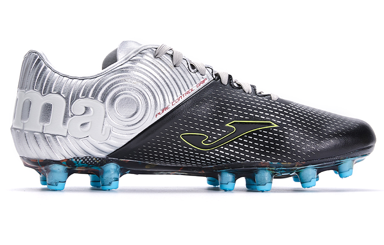 Joma FG Firm Ground Slip Resistant Abrasion Resistant Soccer Shoes Men's Black Silver