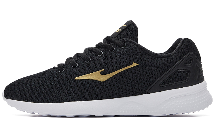 Erke Textile, Synthetic Leather Abrasion Resistant Breathable Low top Sports Casual Shoes Men's Black Gold