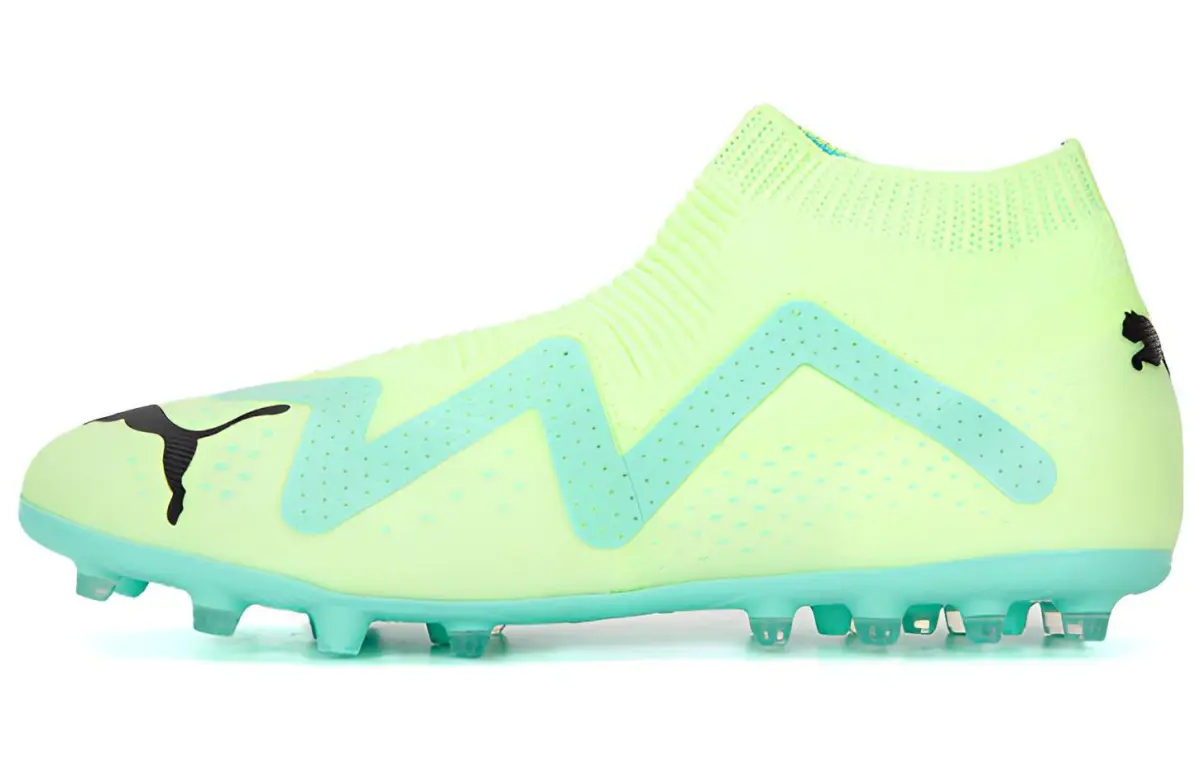 PUMA Future MG Multi Ground Artificial Turf Cushioning, Wear Resistant Soccer Shoes Men's Blue Green