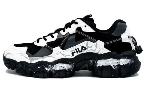 FILA Fluid Panda Formula Abrasion Resistant Low top Casual Shoes Unisex White Black