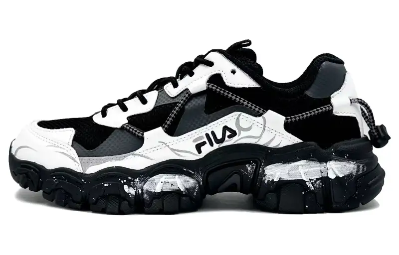 FILA Fluid Panda Formula Abrasion Resistant Low top Casual Shoes Unisex White Black