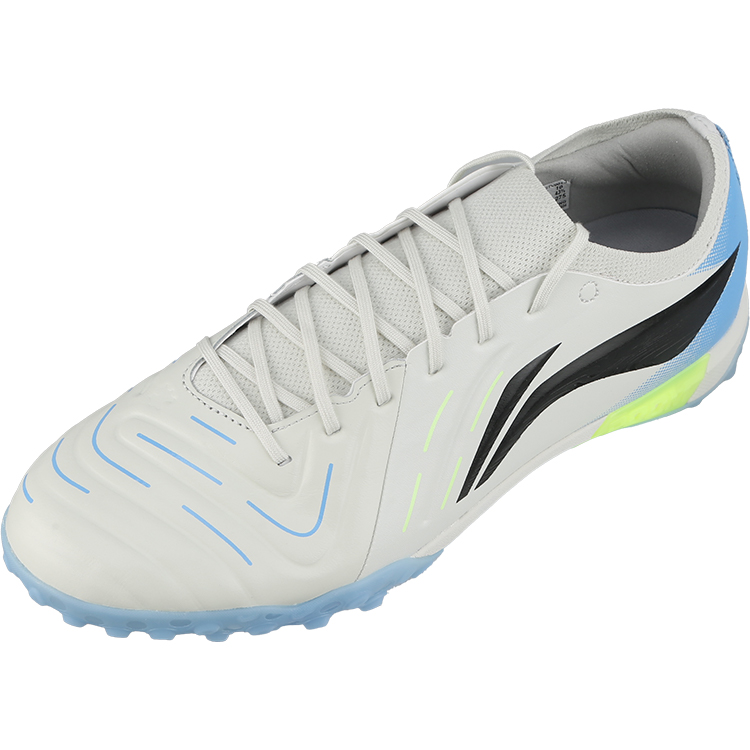 Li Ning TF Turf Artificial Turf Abrasion Resistant Slip Resistant Soccer Shoes Unisex White Blue
