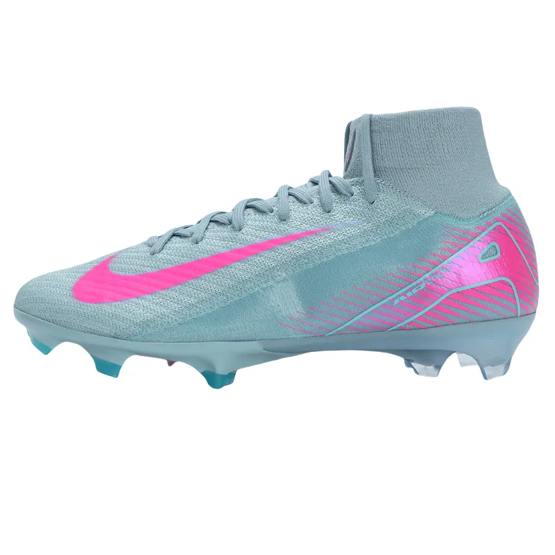 Nike Mercurial Superfly 10 FG Firm Ground Natural Grass Slip Resistant Abrasion Resistant Soccer Shoes Unisex Blue Pink
