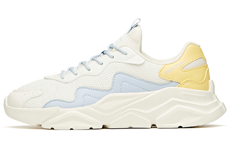 Anta Life Collection Abrasion Resistant Slip Resistant Low top Sports Casual Shoes Women's White Blue Yellow