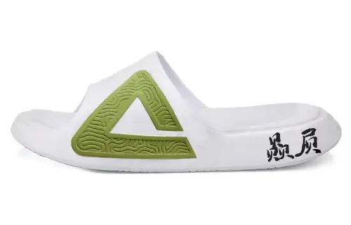PEAK Tai Ji1.0 Rubber Sole Quiet Slip Resistant Abrasion Resistant Slide Slippers Unisex White Green