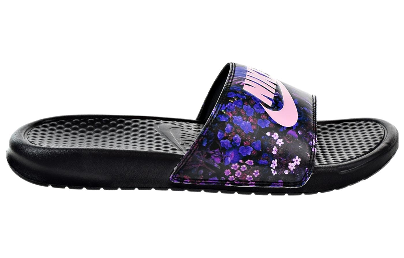 Женские шлепанцы Nike Benassi (черно-фиолетовые) — фото 2