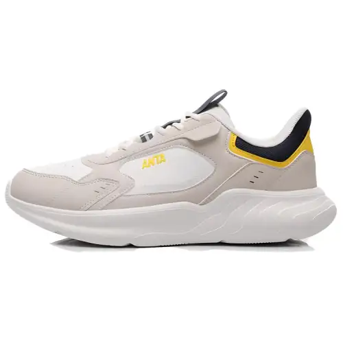 Anta Textile, Leather Abrasion Resistant Slip Resistant Low top Casual Shoes Men's White Yellow