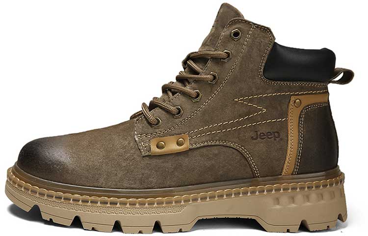 Jeep British style short-cut trendy workwear Martin boots khaki color
