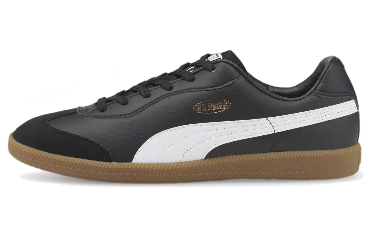 PUMA King 21 IT Lace Up Leather Abrasion Resistant Coverage Impact Resistant Soccer Shoes Men's Black White