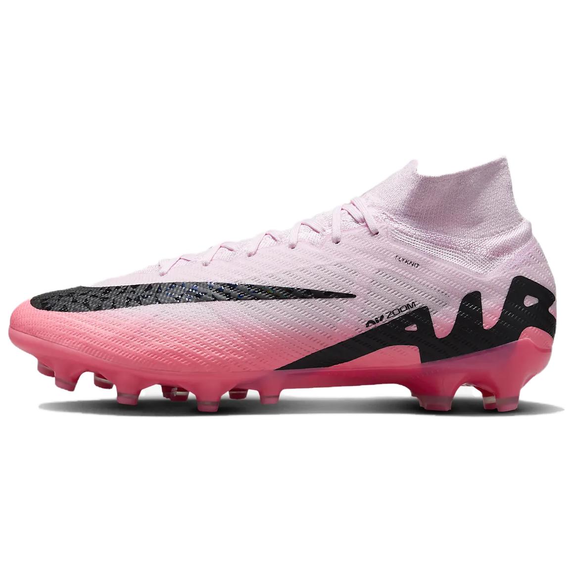 Nike Mercurial Superfly 9 Elite Fashionable and Comfortable AG (Glue Short Nails) Artificial Grass Fabric Anti-Slip Football Shoes Men's Pink Black