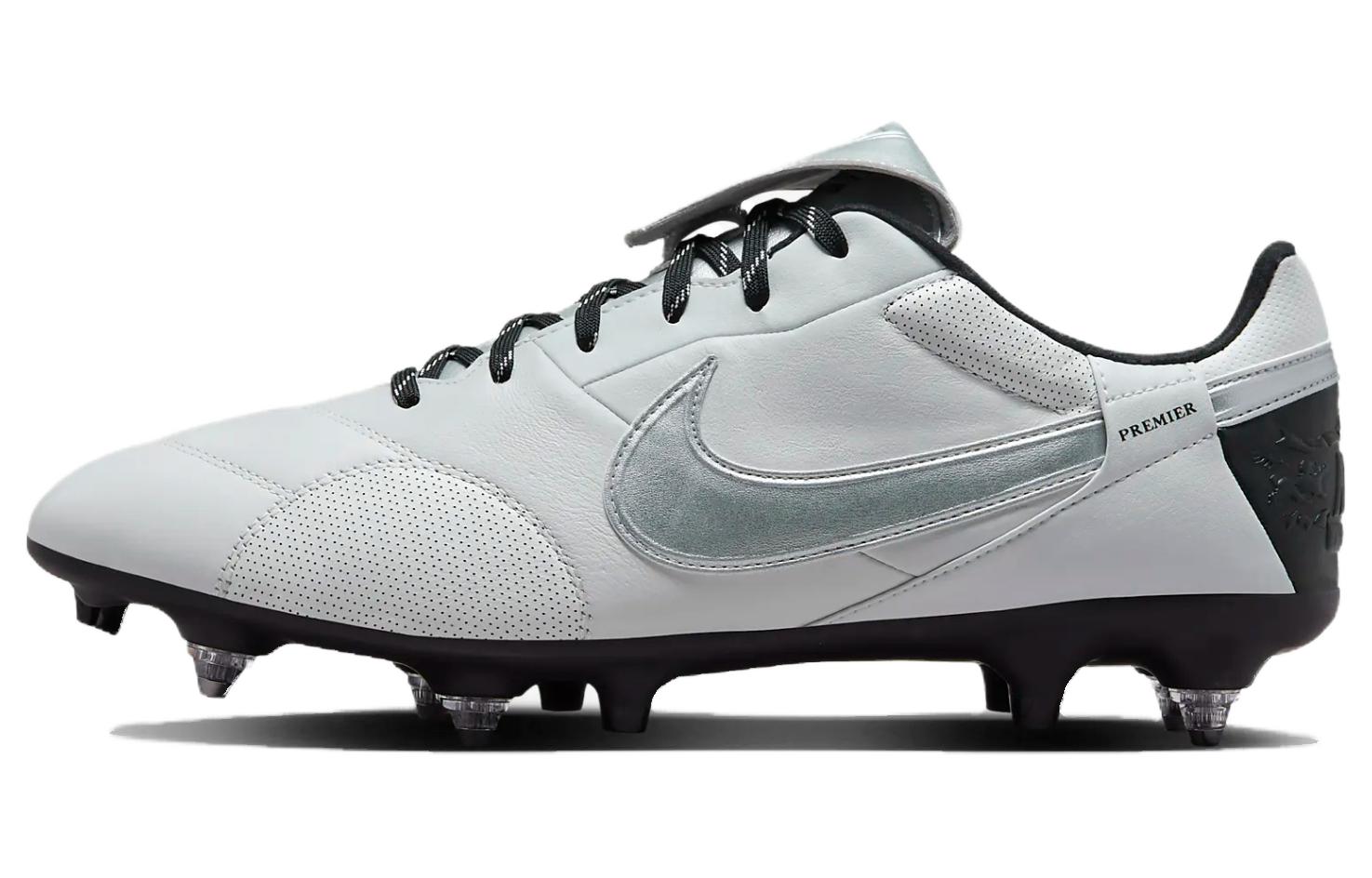Nike Premier 3 SG Soft Ground Cushioning Slip Resistant Soccer Shoes Men's Gray Black