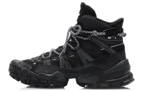 Li Ning CF Cushioning Abrasion Resistant Cushioning, Wear Resistant High top Casual Shoes Men's Black