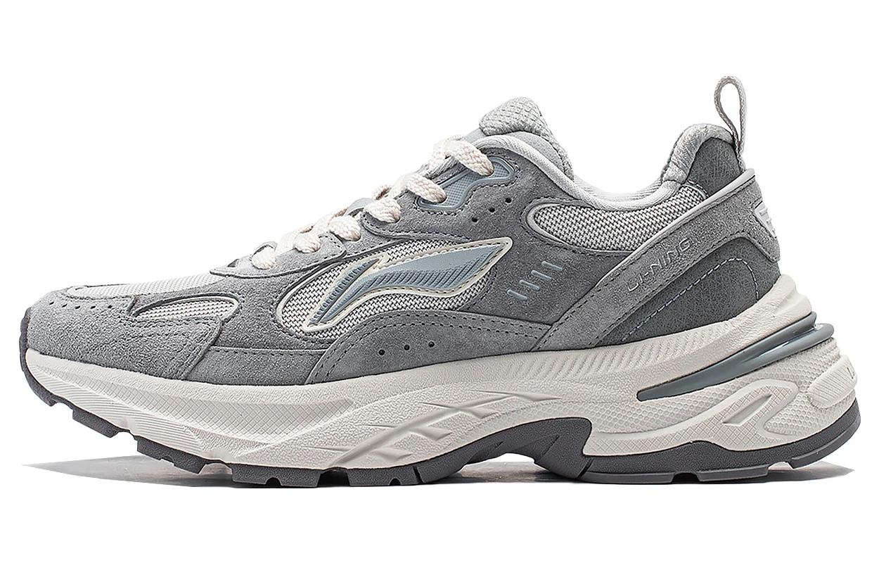 Li Ning Beicheng Cushioning Slip Resistant Abrasion Resistant Support Low top Casual Shoes Women's Gray