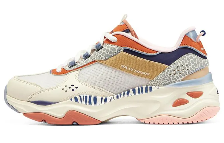 Skechers D'Lites 4.0 Textile, Leather Sports Low top Casual Shoes Women's Natural Multicolor