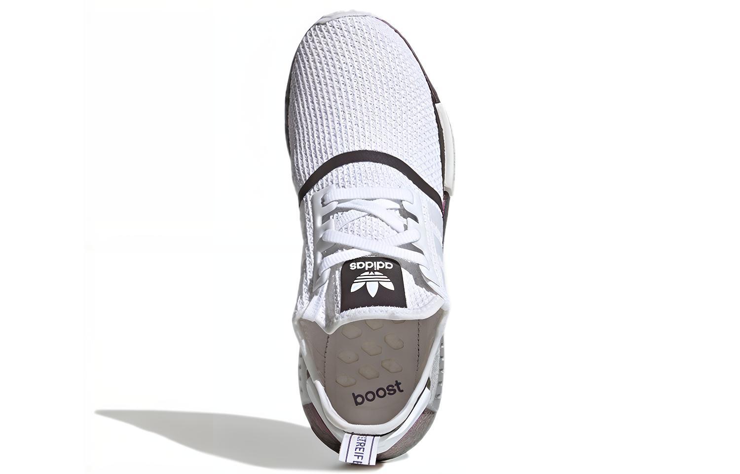 кроссовки adidas originals NMD_R1 (бело-фиолетово-черные) — Белый / фиолетовый / чёрный — фото 5
