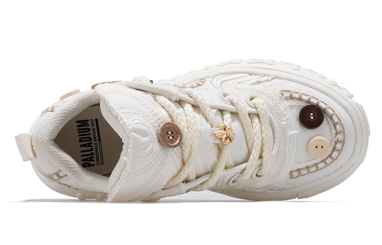 Palladium Button Shoes Canvas Height Increasing Breathable Rebound Low top Sports Casual Shoes Unisex Ecru