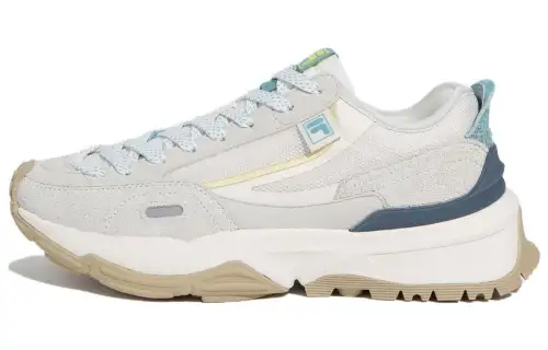 FILA Quasar Cushioning, Wear Resistant Low top Casual Shoes Unisex Beige Blue Korean Style