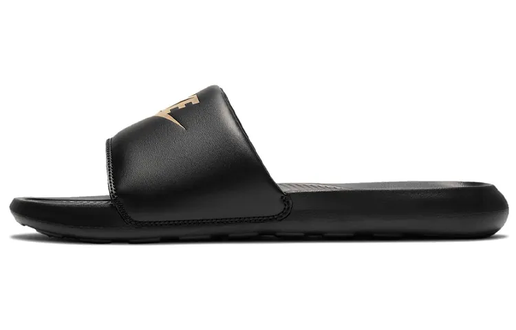 Nike Victori One Rubber Odor Resistant Antibacterial Slide Slippers Men's Black Gold