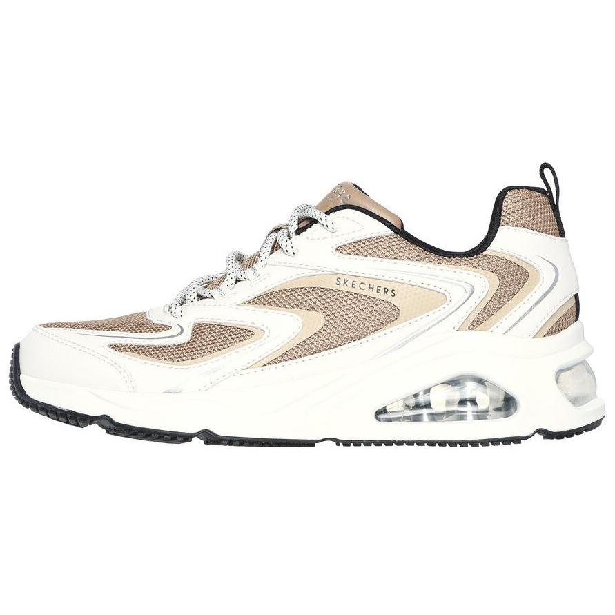 Skechers Tres Air Uno Mesh, Textile, Artificial Leather Breathable Low top Casual Shoes Women's White Tan