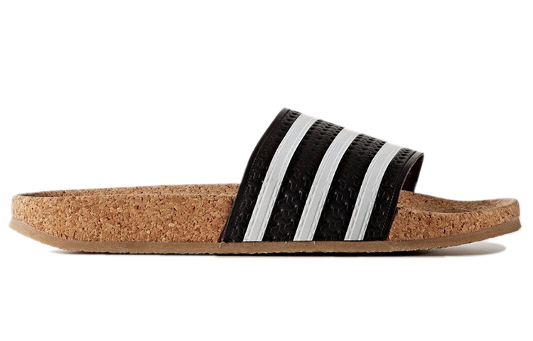 Женские шлепанцы adidas originals Adilette Cork (черно-белые) — фото 2