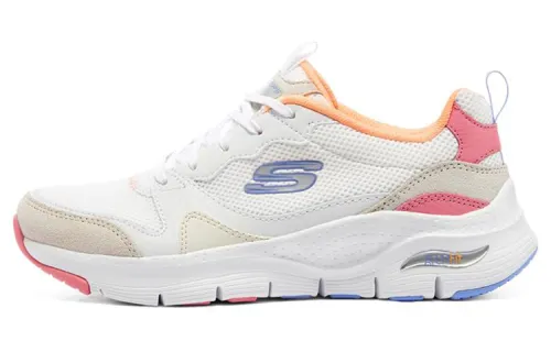 Skechers Arch Fit Textile, Leather Comfortable Low top Casual Shoes Women's White Gray Pink