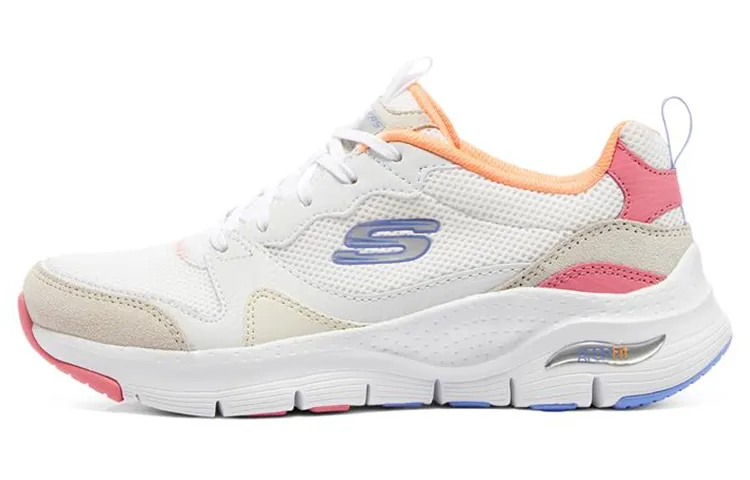 Skechers Arch Fit Textile, Leather Comfortable Low top Casual Shoes Women's White Gray Pink
